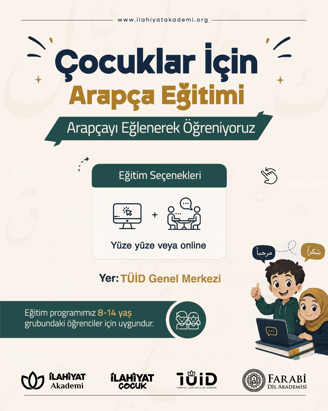 Çocuklar İçin Arapça Eğitimi (Yüz Yüze)