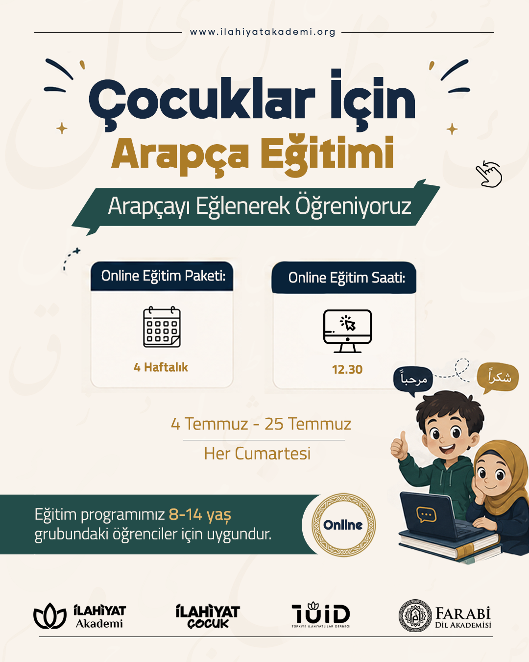 Çocuklar İçin Arapça Eğitimi (Online)