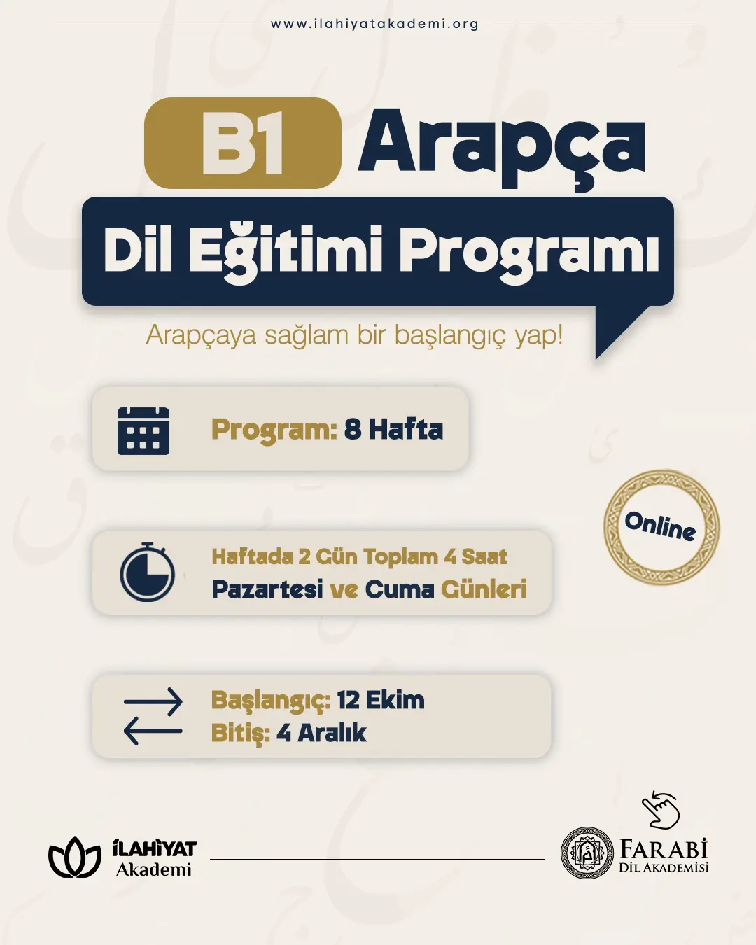 B1 Arapça Dil Eğitimi Programı