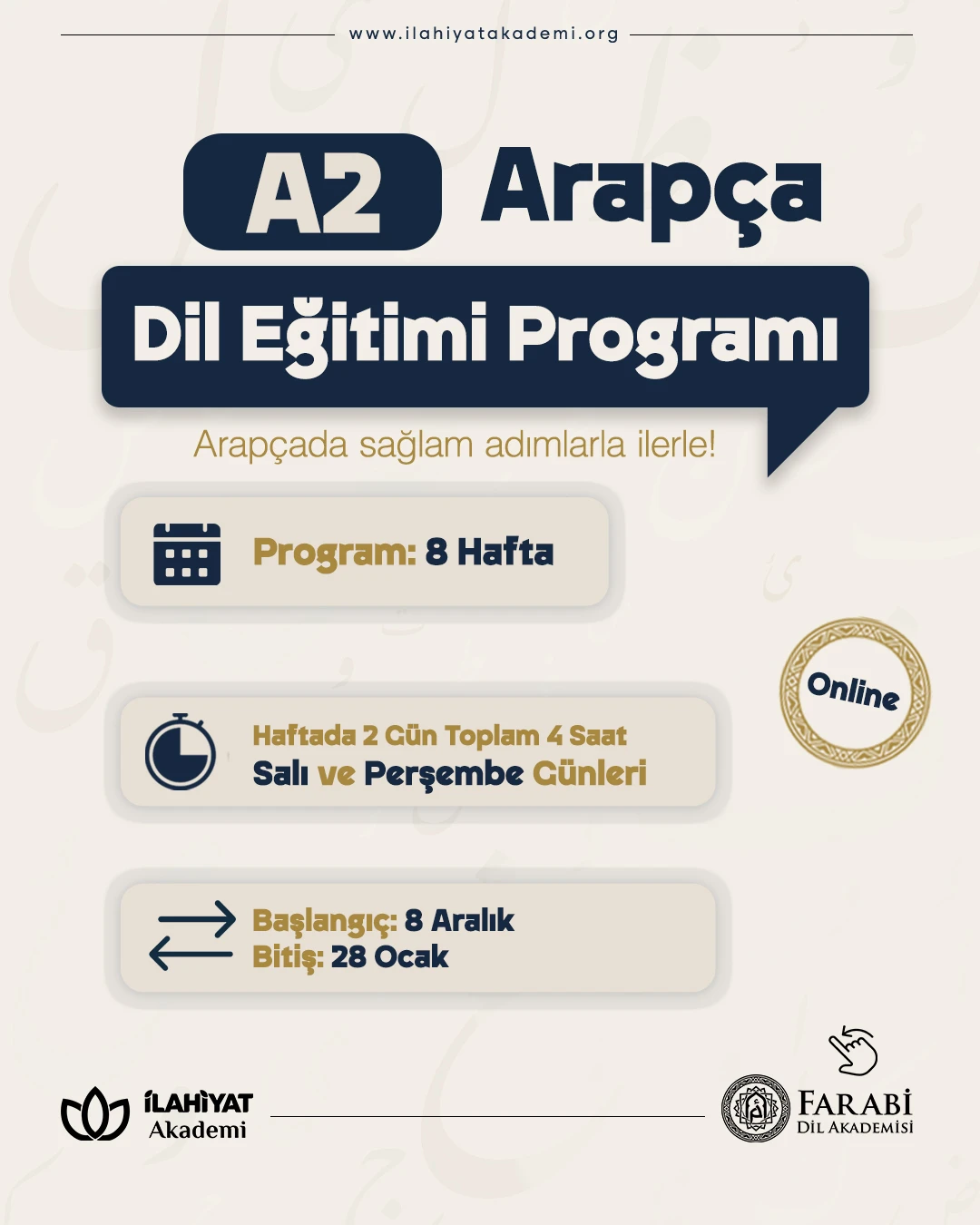 A2 Arapça Dil Eğitimi Programı